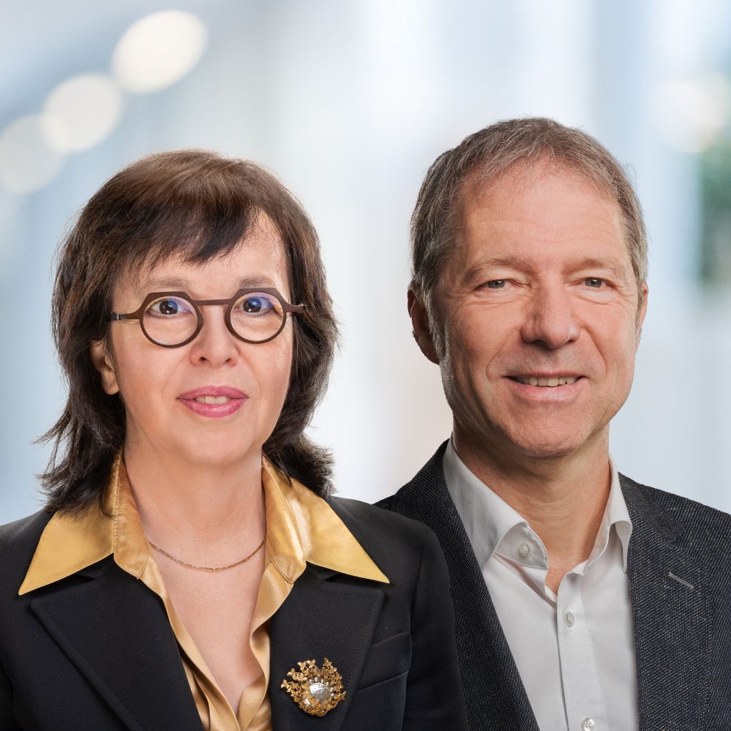 Portraits of Prof. Dr. Sabine Herpertz, Medical Director of the Clinic for General Psychiatry, and Prof. Dr. Ralf Bartenschlager, Director of the Department of Molecular Virology at the Centre for Infectiology.